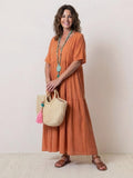 Women’s Boho Maxi Dress V-Neck Tiered Design 0