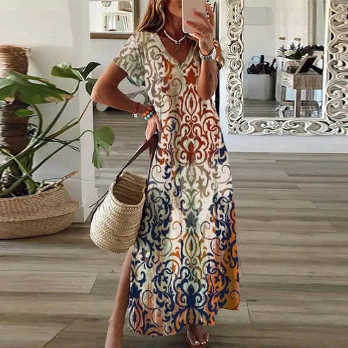 Women’s Boho Maxi Dress Vibrant Summer Print for Casual Outings 0