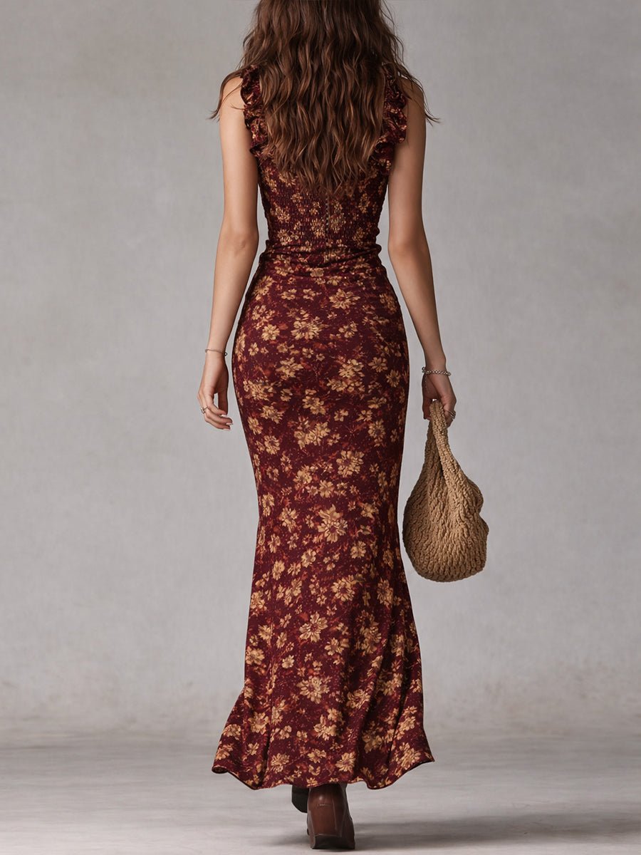 Women’s Boho Maxi Dress with Ruffle Straps and Flattering Smocked Bodice 6