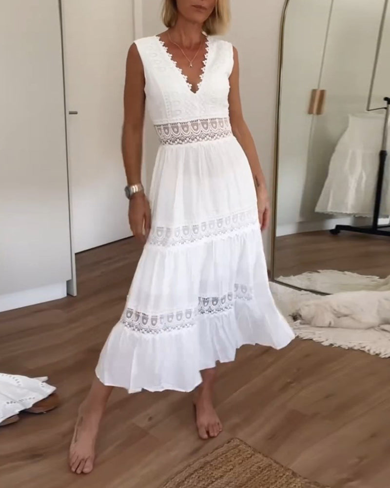 Women’s Boho Midi Dress Elegant Sleeveless Summer Style 1