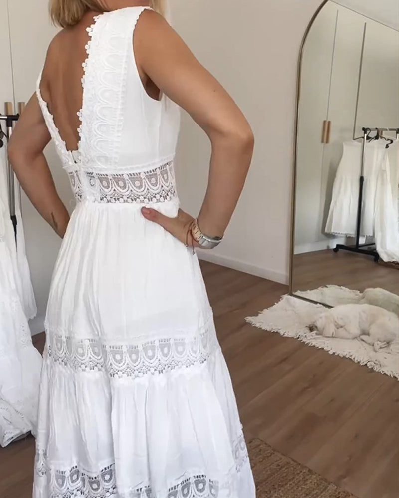 Women’s Boho Midi Dress Elegant Sleeveless Summer Style 2