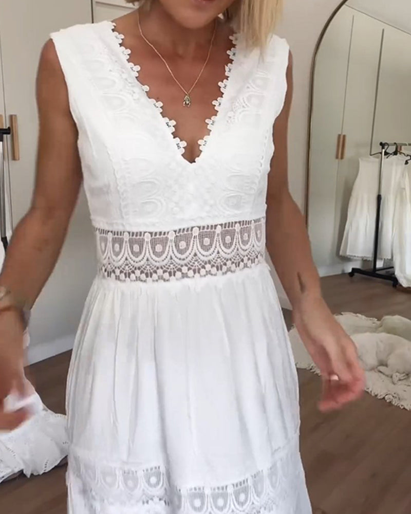 Women’s Boho Midi Dress Elegant Sleeveless Summer Style 3