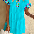 Women’s Boho Midi Dress Flutter Sleeve Floral Design 0