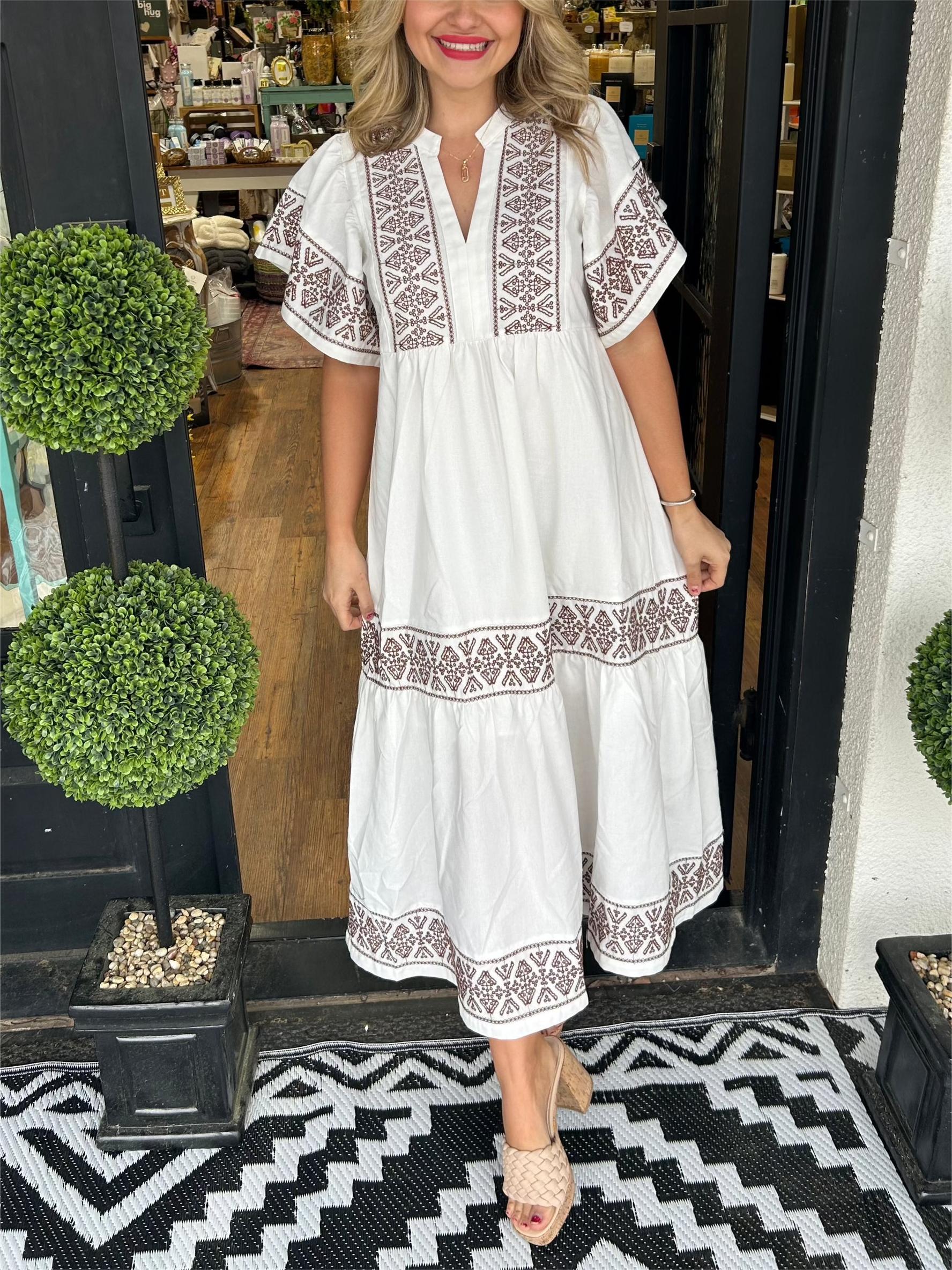 Women’s Boho Midi Dress Relaxed V Neck Summer Style 2