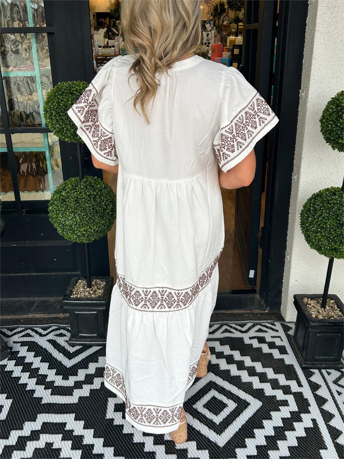 Women’s Boho Midi Dress Relaxed V Neck Summer Style 3