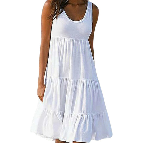 Women’s Boho Midi Dress Sleeveless Tiered Design 0