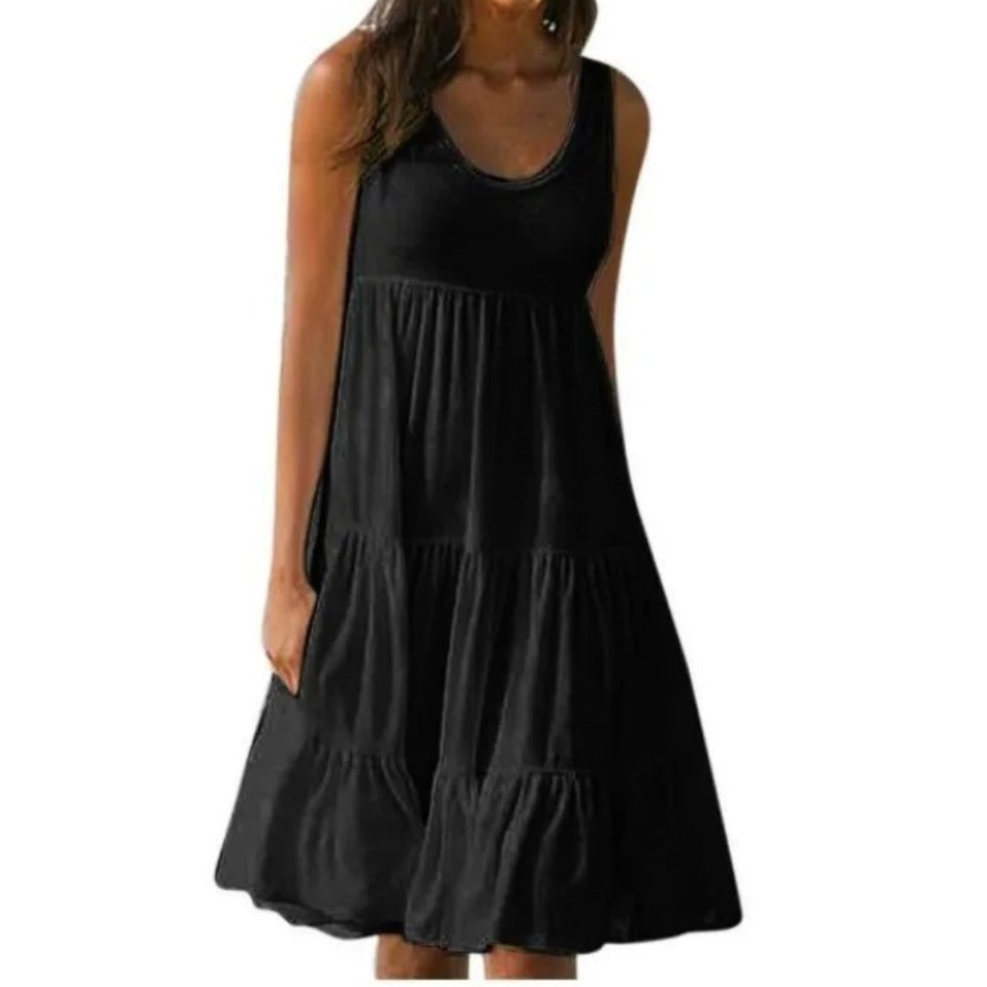 Women’s Boho Midi Dress Sleeveless Tiered Design 1