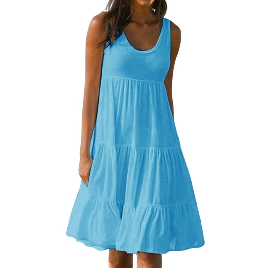 Women’s Boho Midi Dress Sleeveless Tiered Design 2