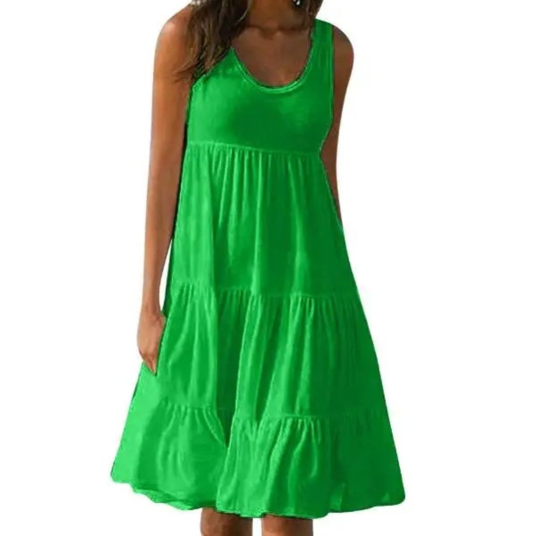 Women’s Boho Midi Dress Sleeveless Tiered Design 3