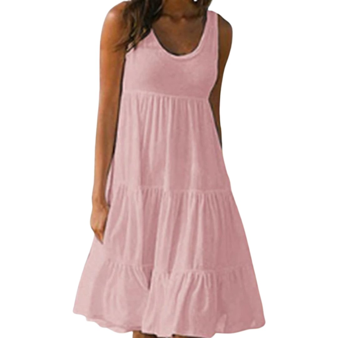 Women’s Boho Midi Dress Sleeveless Tiered Design 4