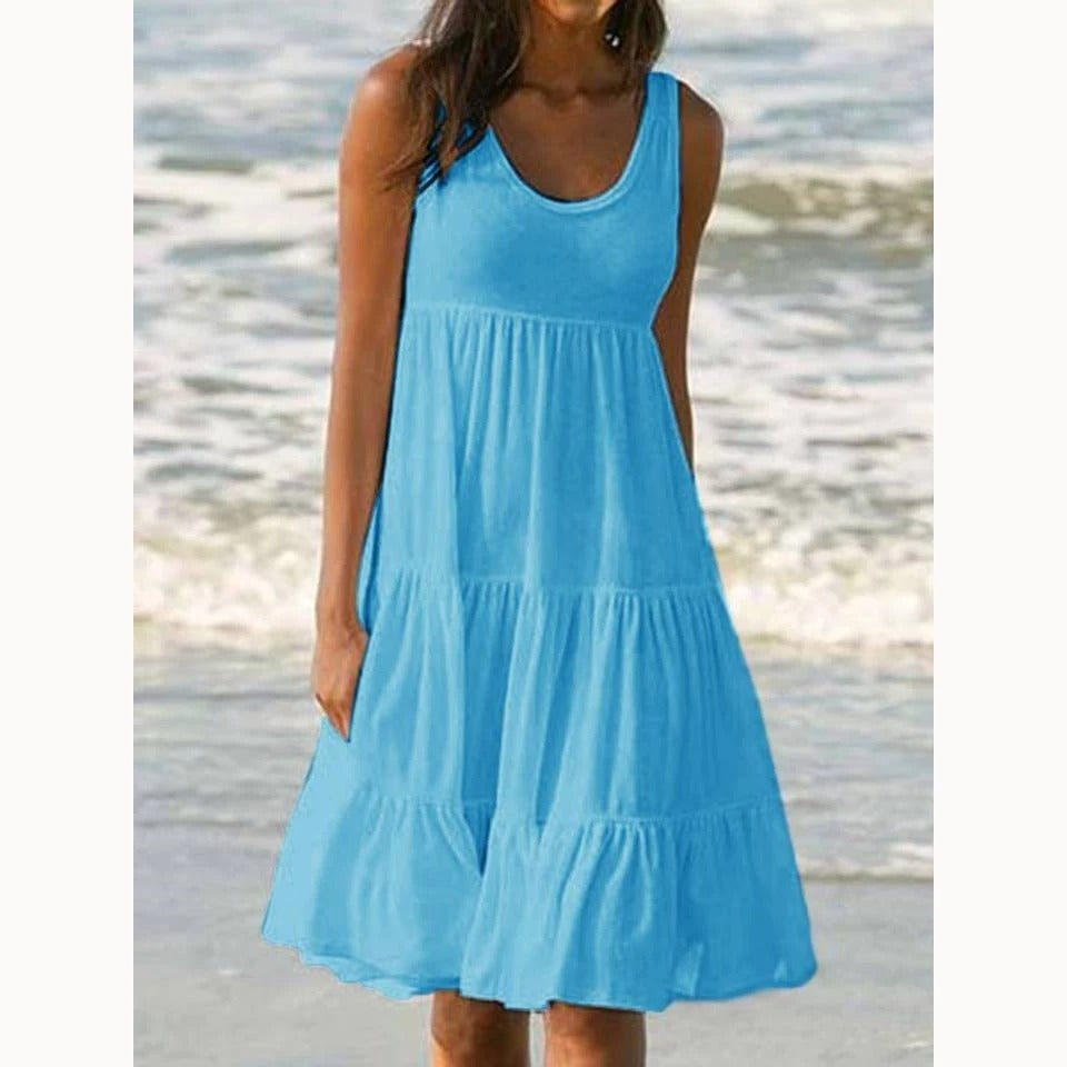 Women’s Boho Midi Dress Sleeveless Tiered Design 8