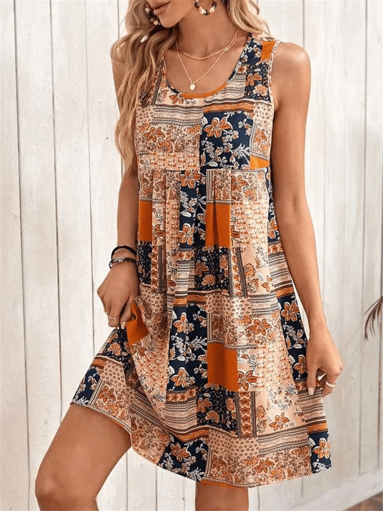 Women’s Boho Mini Dress Colorful Patchwork Design for Summer 0