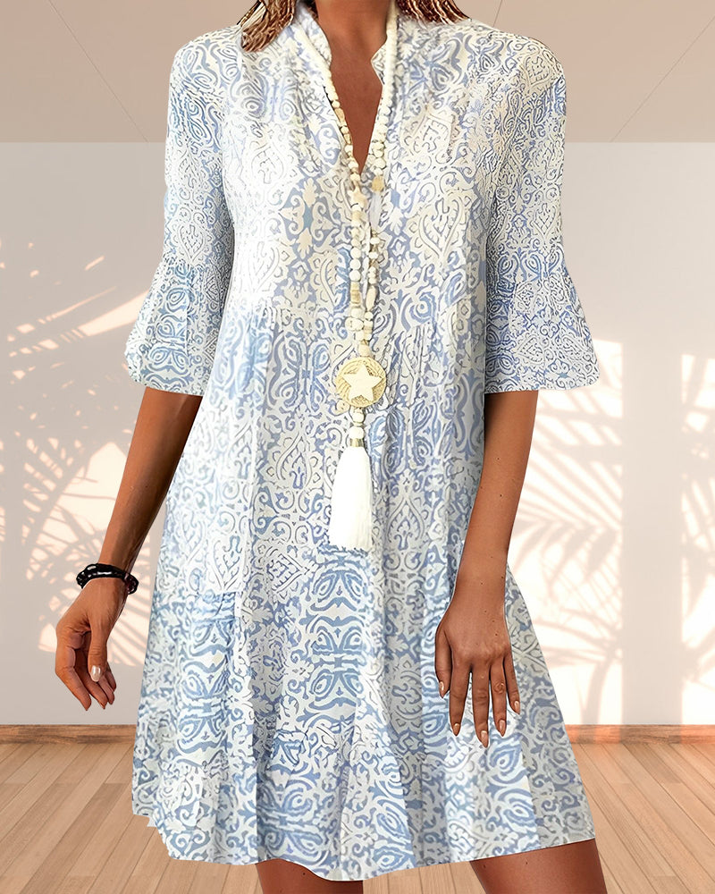 Women’s Boho Mini Dress Flare Sleeve Summer Style 0