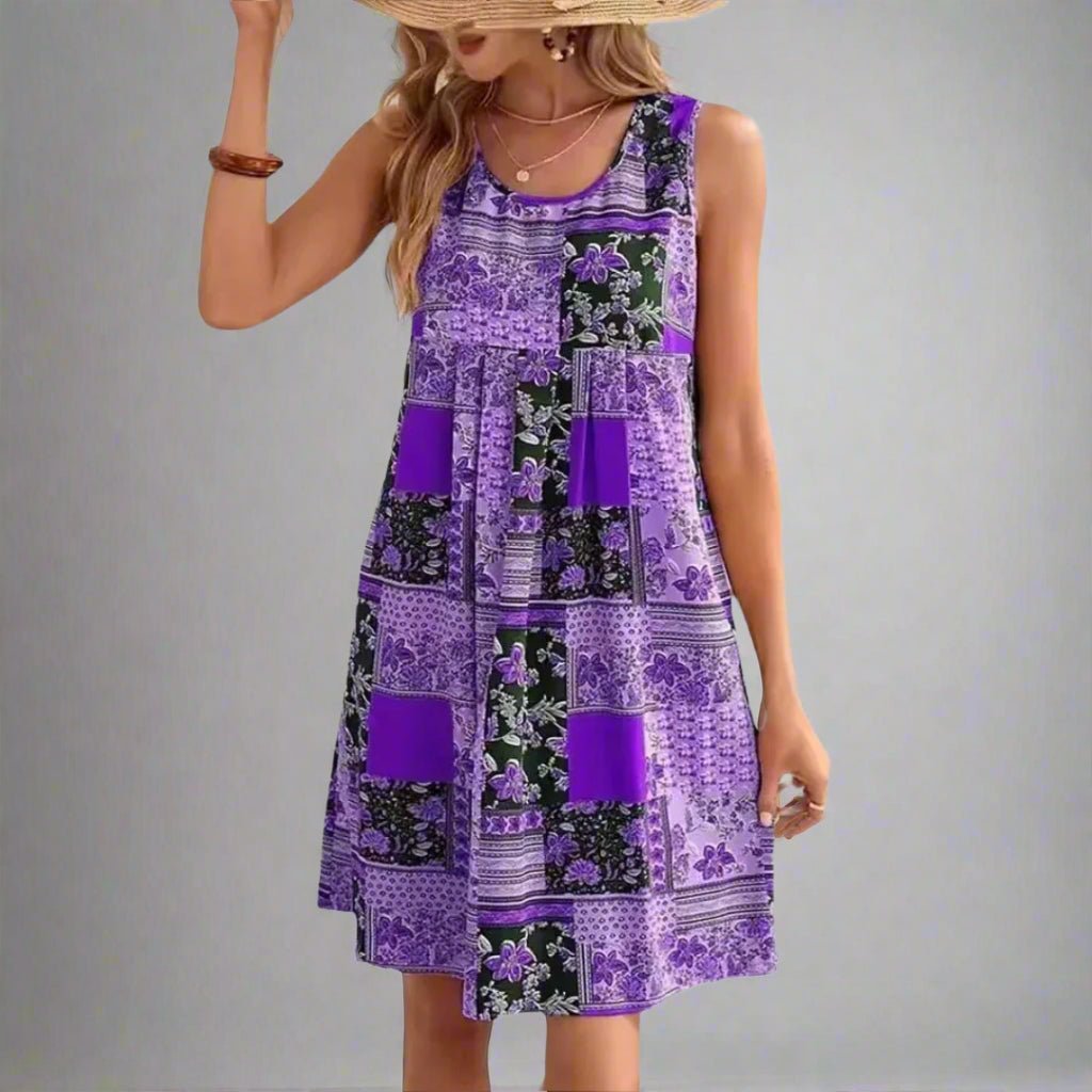 Women’s Boho Mini Dress Sleeveless Patchwork Design 5