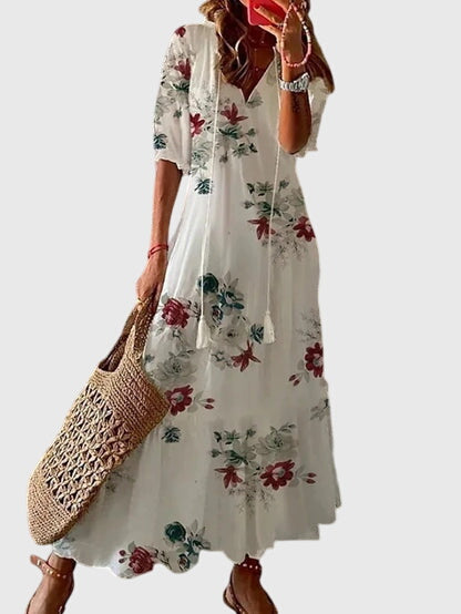 Women’s Boho Vintage Summer Dress Elegant V-Neck Design 5