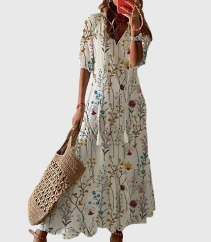 Women’s Boho Vintage Summer Dress Elegant V-Neck Design 6