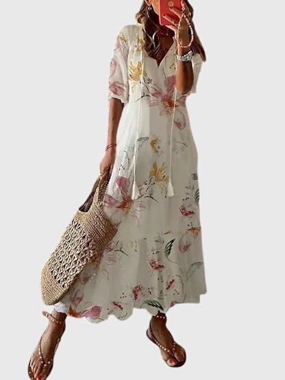 Women’s Boho Vintage Summer Dress Elegant V-Neck Design 7
