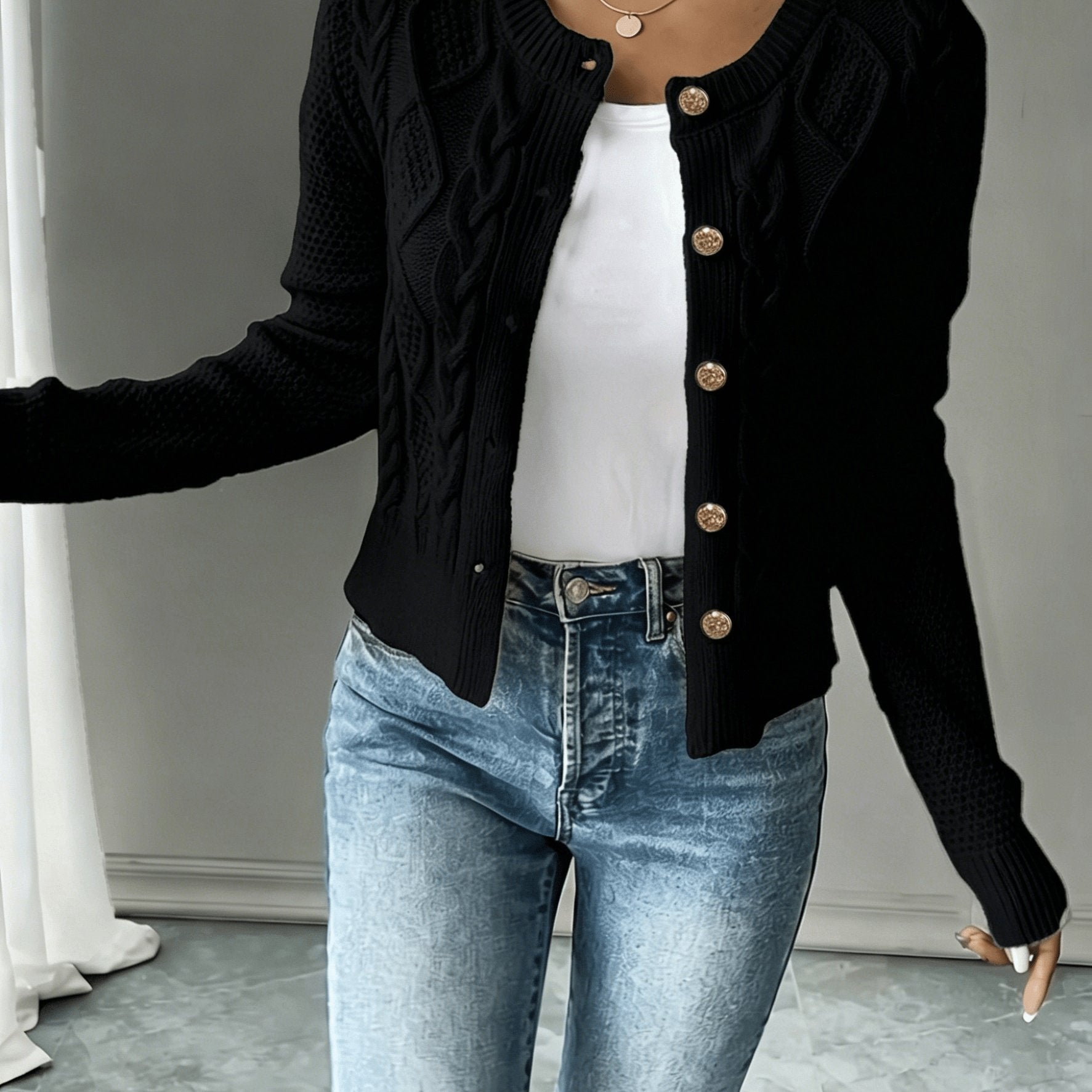 Women’s Cable-Knit Button-Front Cardigan Classic Warmth and Style 0