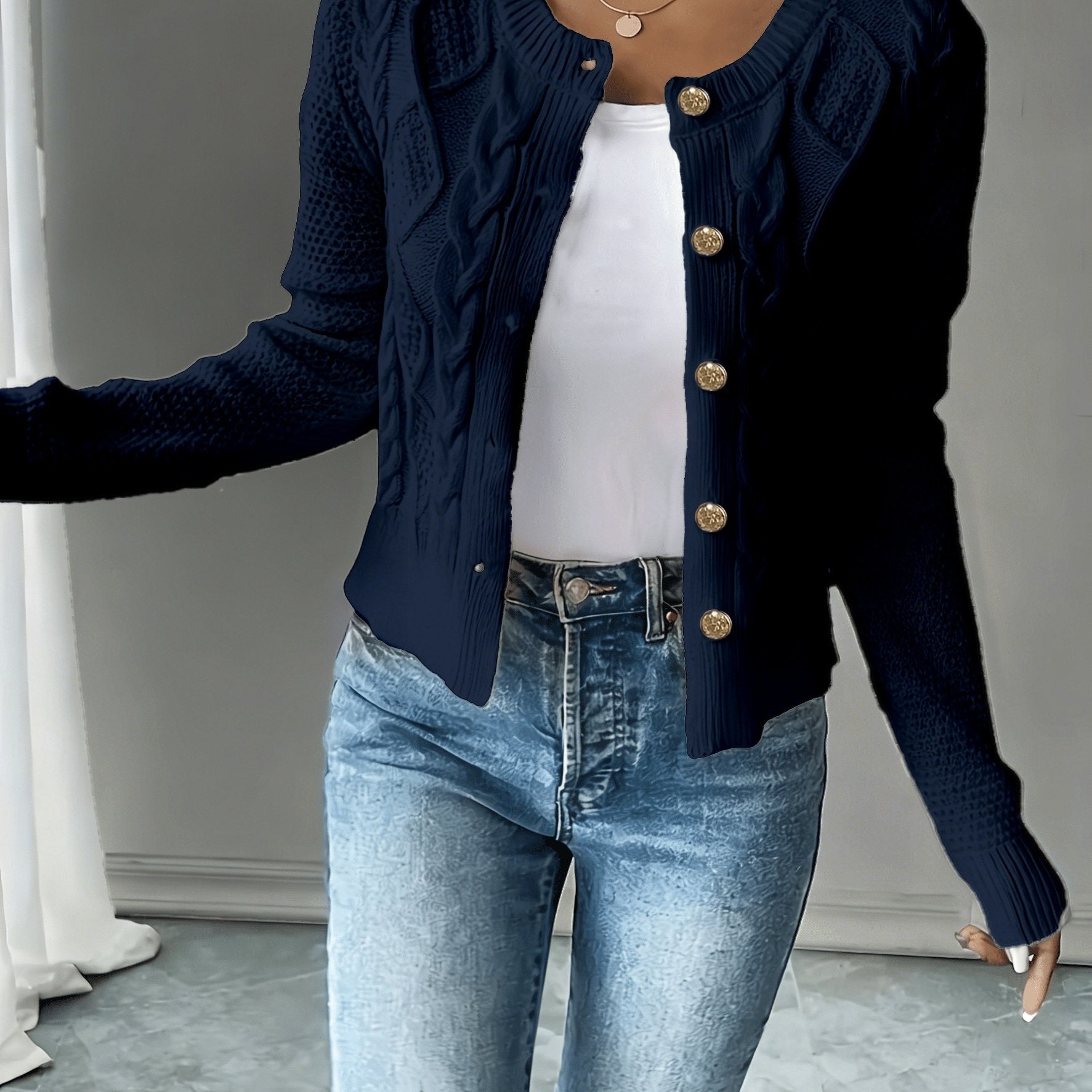 Women’s Cable-Knit Button-Front Cardigan Classic Warmth and Style 10