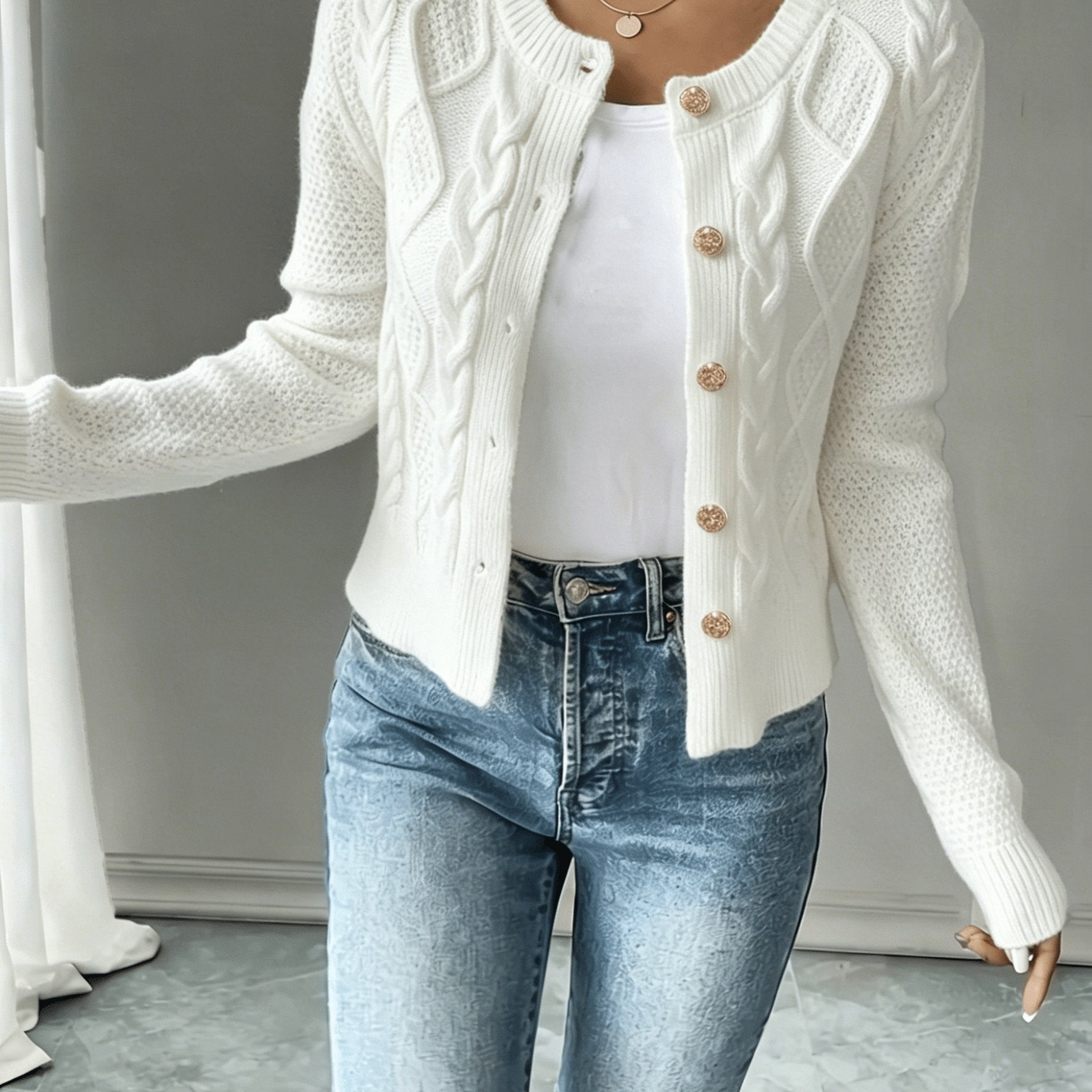Women’s Cable-Knit Button-Front Cardigan Classic Warmth and Style 11