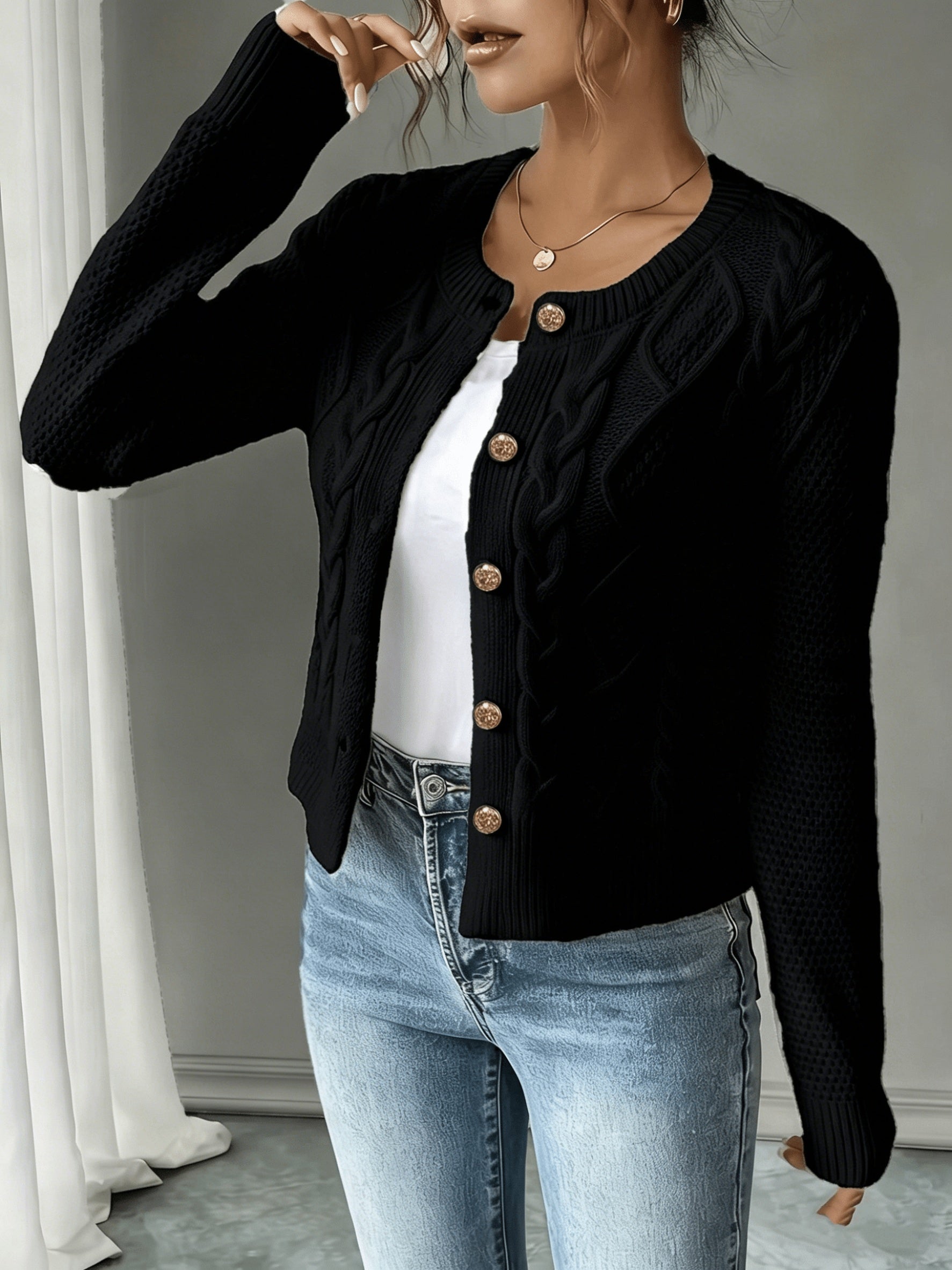 Women’s Cable-Knit Button-Front Cardigan Classic Warmth and Style 2