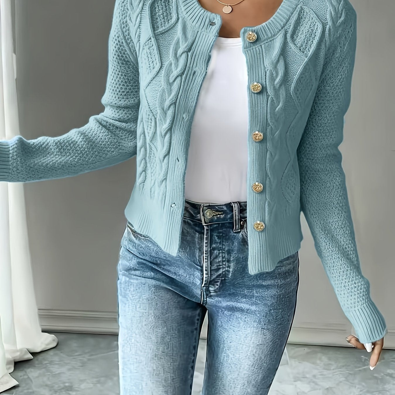 Women’s Cable-Knit Button-Front Cardigan Classic Warmth and Style 9