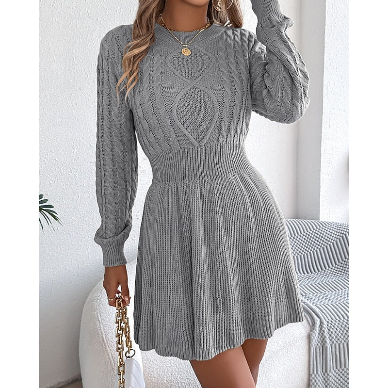 Women’s Cable-Knit Sweater Dress Flattering Waist Design 4