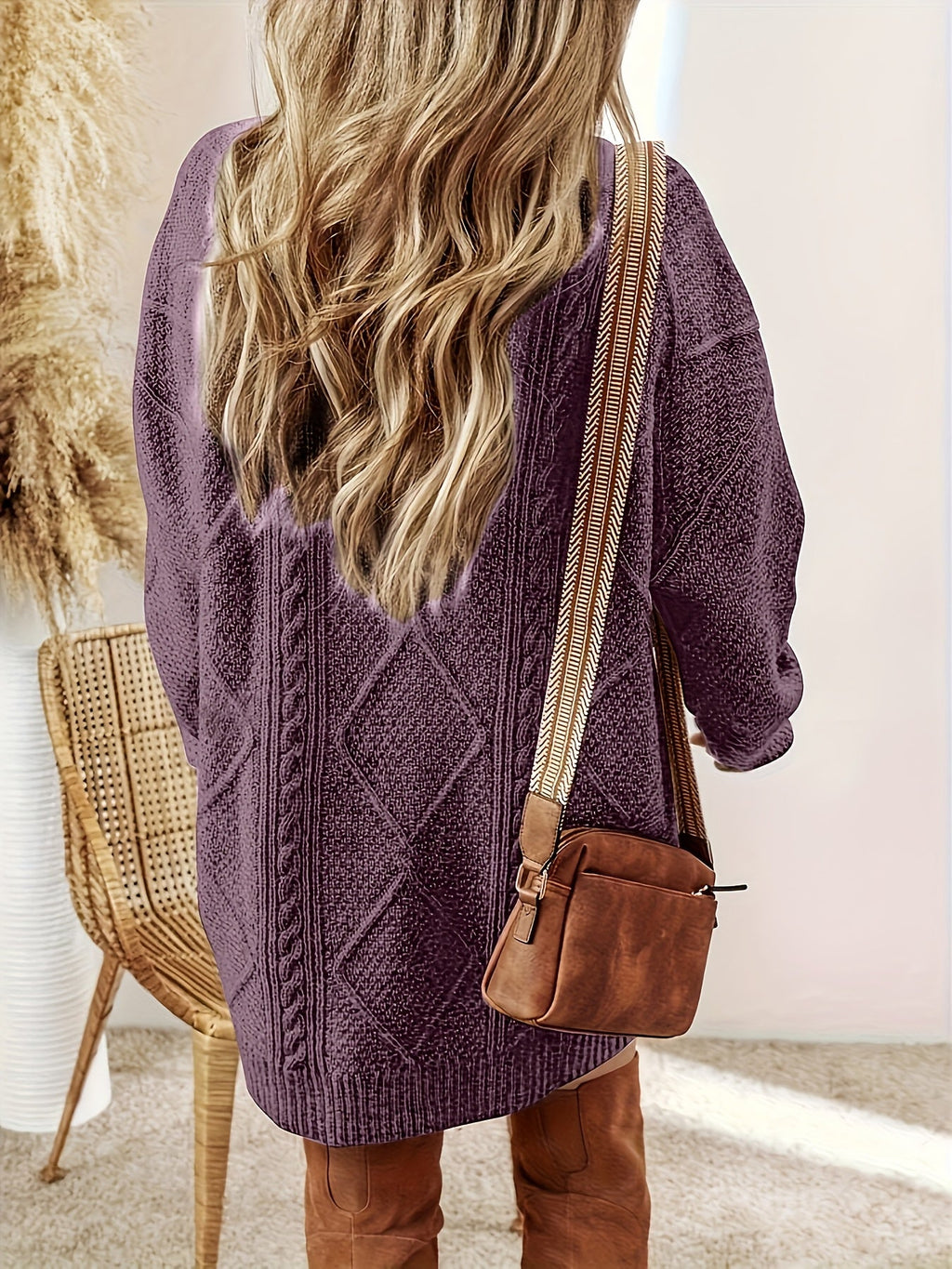 Women’s Cable-Knit Sweater Dress Relaxed Fit Autumn Style 2
