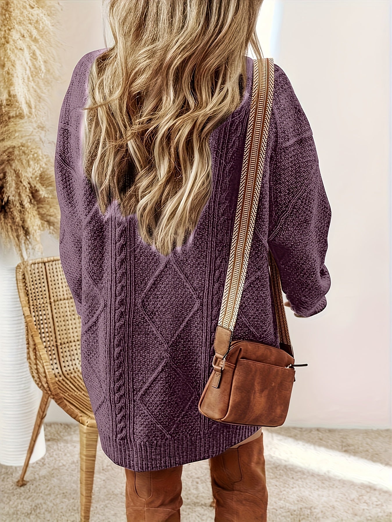 Women’s Cable-Knit Sweater Dress Relaxed Fit Autumn Style 2