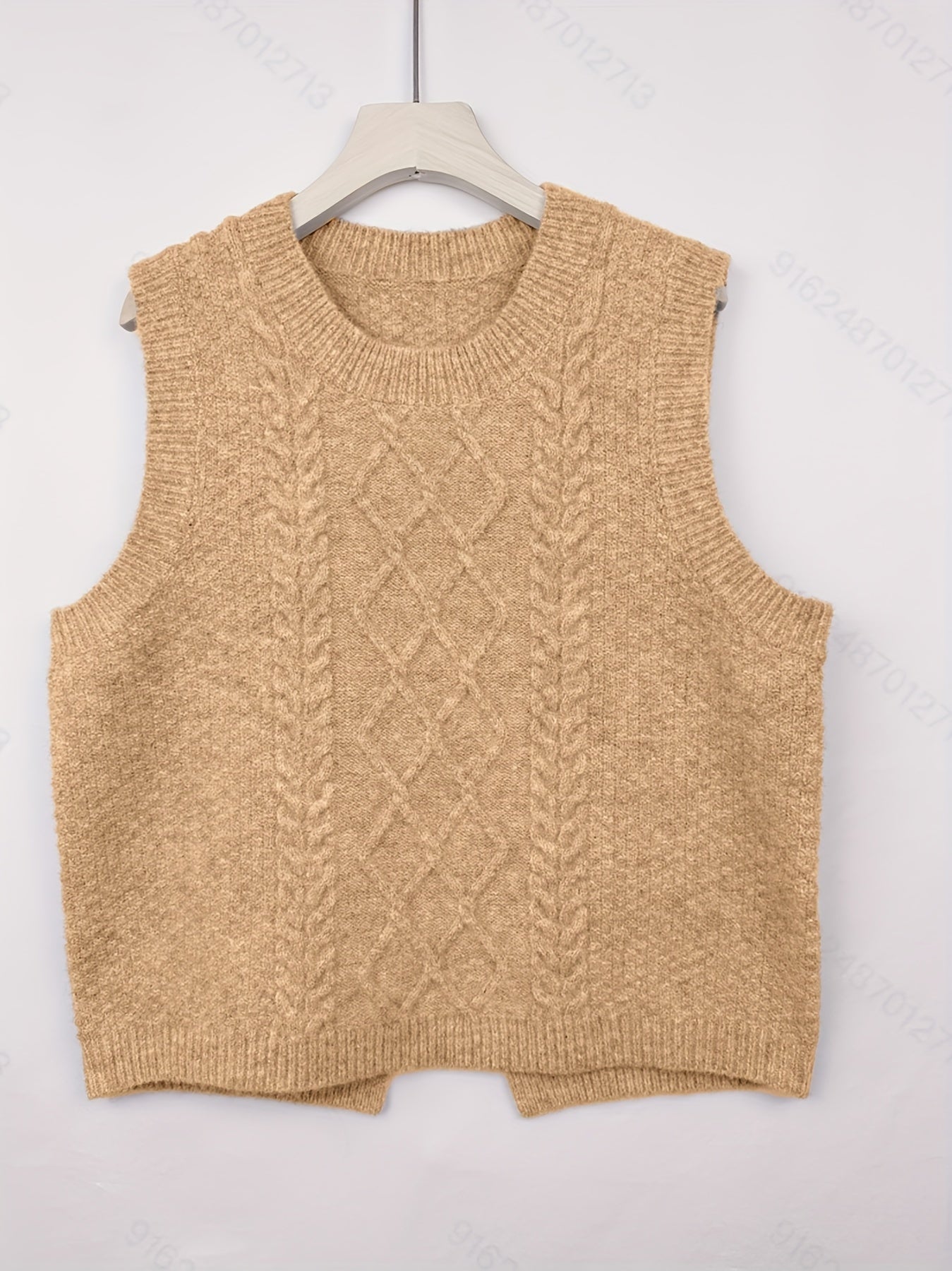 Women’s Cable-Knit Sweater Vest Classic Layering Piece 2