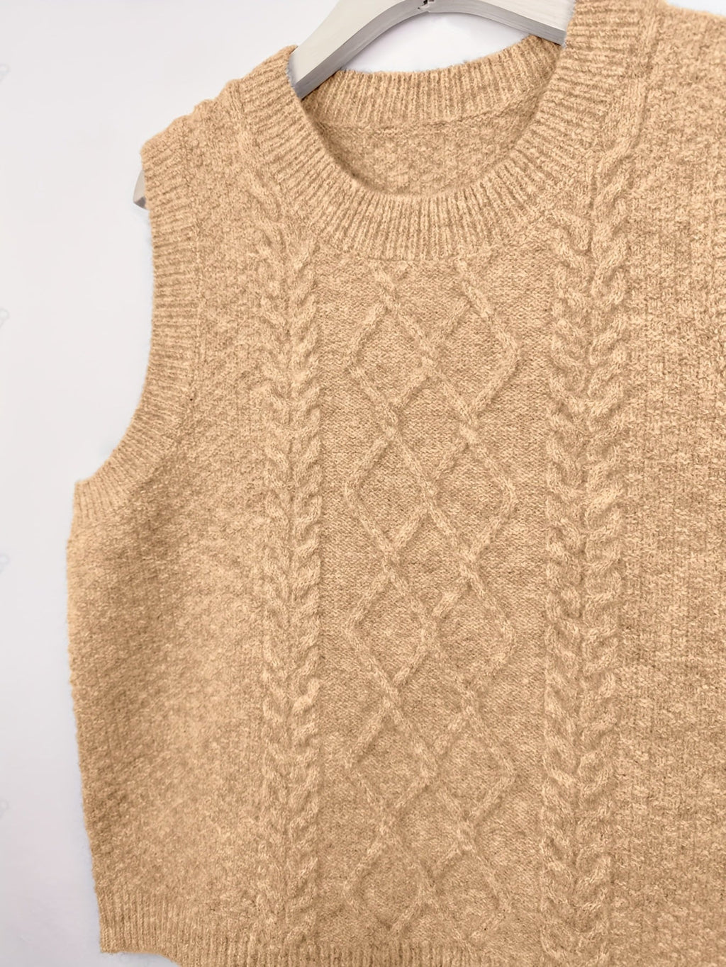 Women’s Cable-Knit Sweater Vest Classic Layering Piece 3