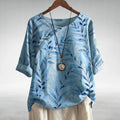 Women’s Casual Blouse Leaf Print Button-Up Lightweight Design 0