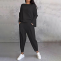 Women’s Casual Loose-Fit Top and Tapered Pants Set 0
