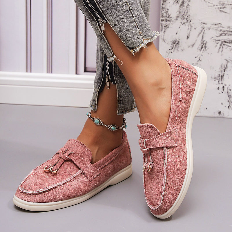Women’s Casual Suede Loafers Comfortable Slip-On Design 0
