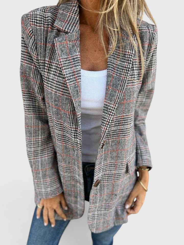 Women’s Check Pattern Blazer Modern Fit Stylish Design 0
