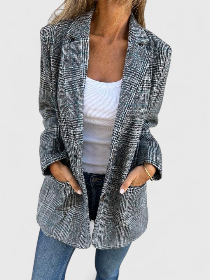 Women’s Check Pattern Blazer Modern Fit Stylish Design 1