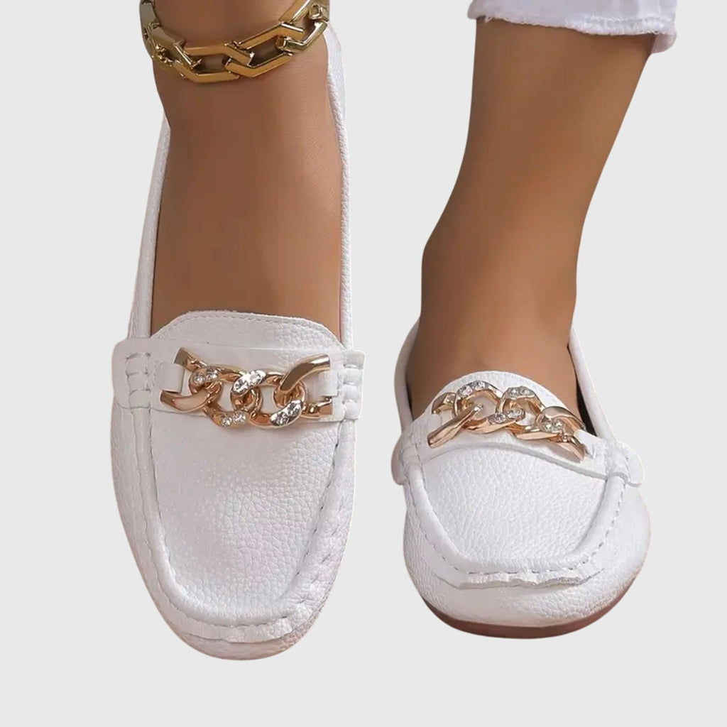 Women’s Chic Loafers with Gold-Chain Detail for Elegant Style 8
