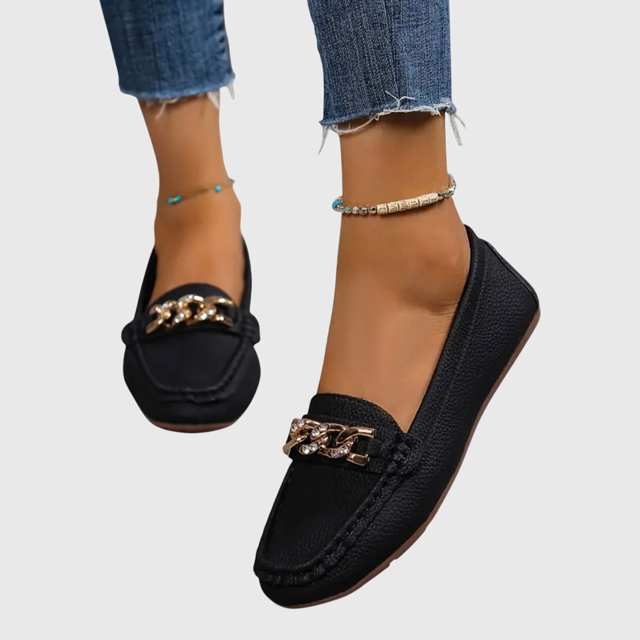 Women’s Chic Loafers with Gold-Chain Detail for Elegant Style 9