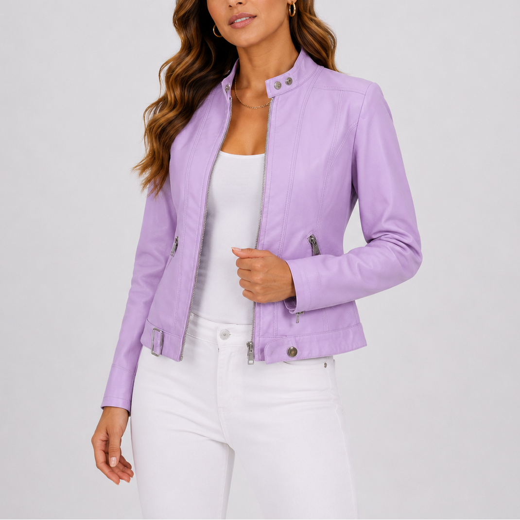 Women’s Classic Leather Jacket Elegant Timeless Design 1