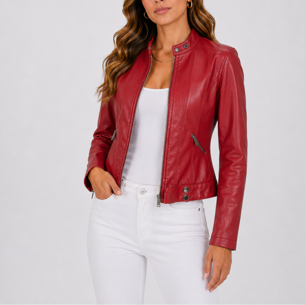 Women’s Classic Leather Jacket Elegant Timeless Design 2