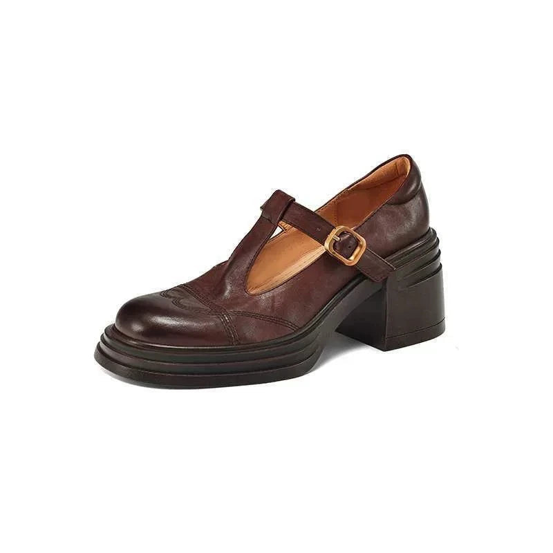 Women’s Classic Leather T-Strap Shoes Elegant Vintage Design 3
