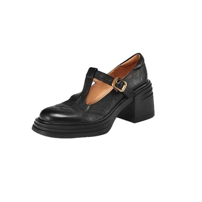 Women’s Classic Leather T-Strap Shoes Elegant Vintage Design 4
