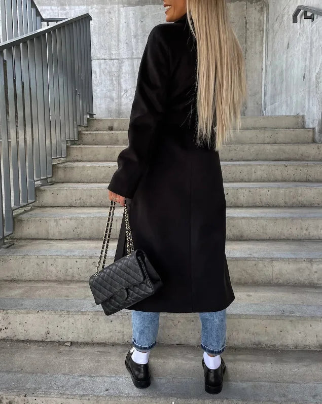 Women’s Classic Long Sleeve Trench Coat Elegant Winter Style 5
