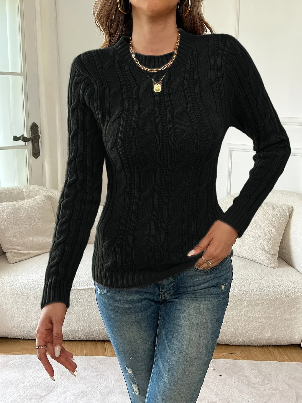 Women’s Classic Twist-Knit Sweater Elegant Everyday Style 3