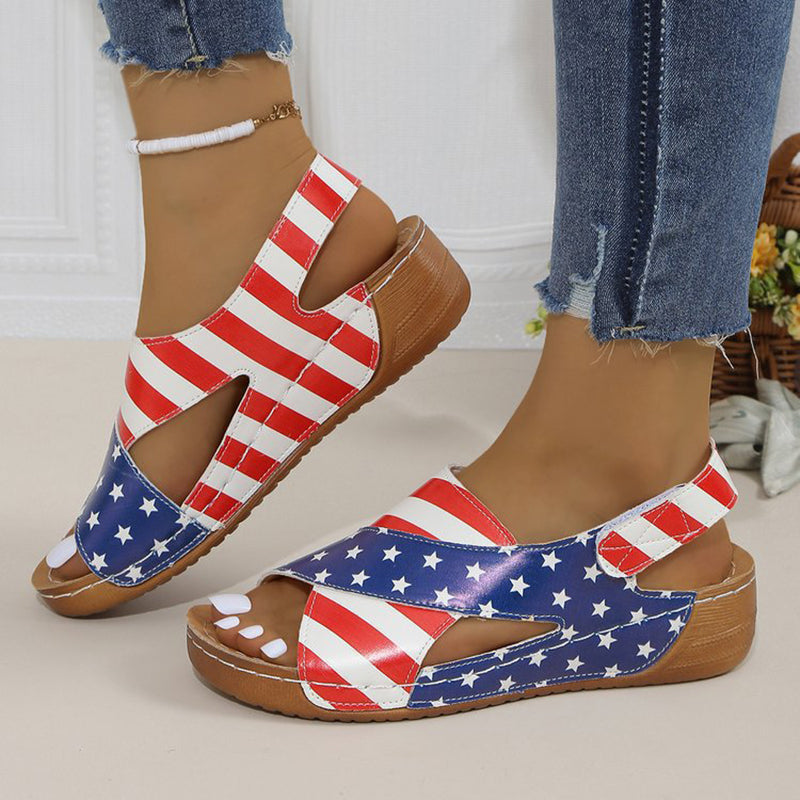 Women’s Color-Block Slingback Wedge Sandals Stylish Open-Toe Design 3