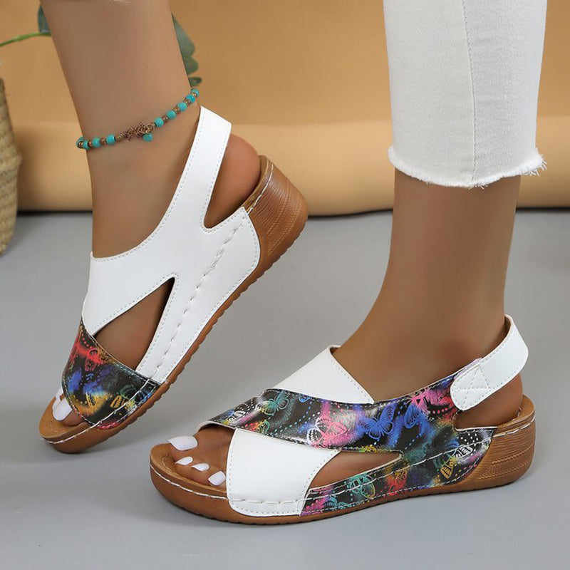 Women’s Color-Block Slingback Wedge Sandals Stylish Open-Toe Design 5