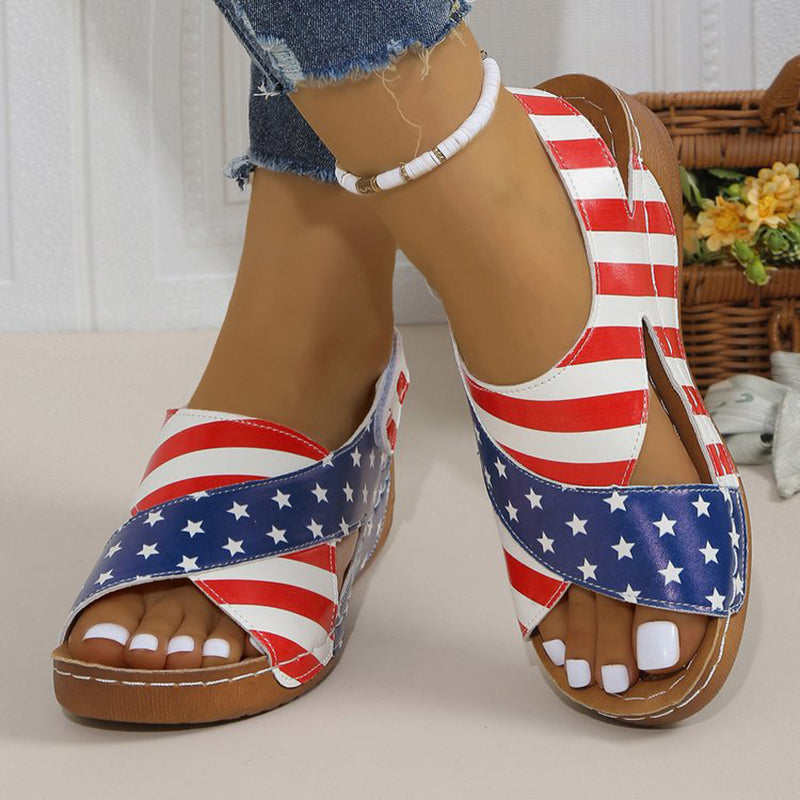 Women’s Color-Block Slingback Wedge Sandals Stylish Open-Toe Design 6