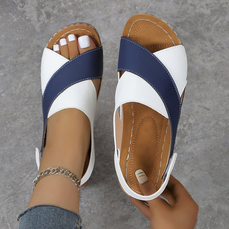 Women’s Color-Block Slingback Wedge Sandals Stylish Open-Toe Design 7