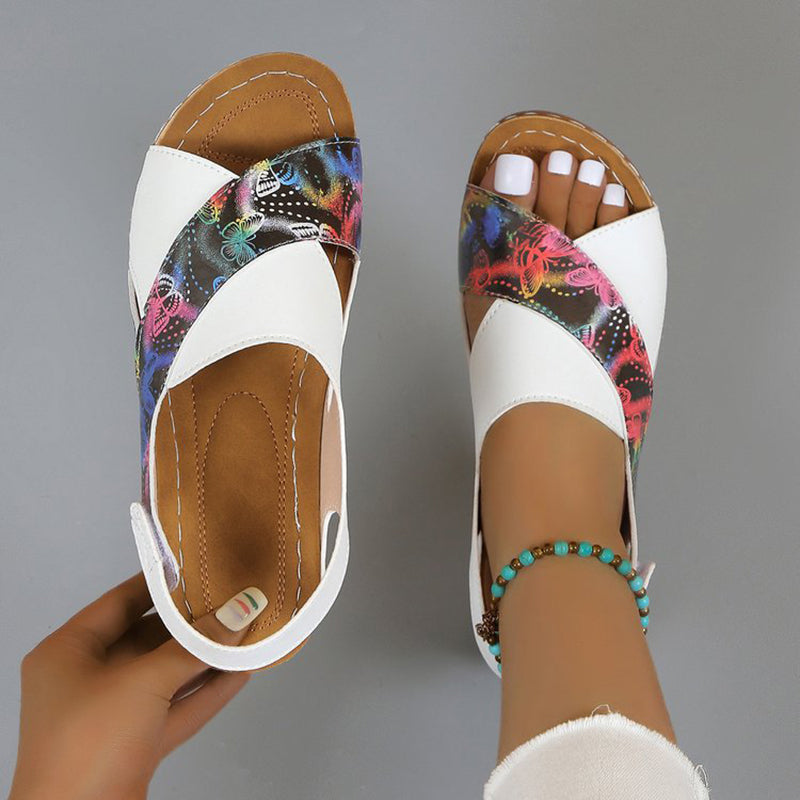 Women’s Color-Block Slingback Wedge Sandals Stylish Open-Toe Design 8