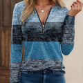 Women’s Colorblock Quarter-Zip Top Relaxed Fit Style 0